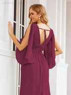 Bridesmaid Dresses with Split for Wedding Party Flutter Sleeves 28045