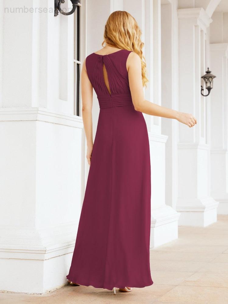 Formelles Ballkleid Elegantes ärmelloses Brautjungfernkleid mit V-Ausschnitt für Hochzeitsfeier 28037