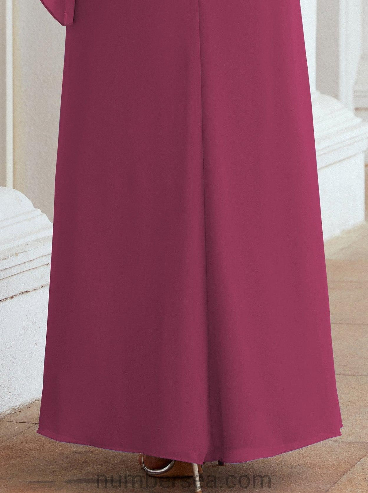 Numbersea Festliches Abendkleid Lang Mutter der Braut Kleid mit Rüschencape 28026