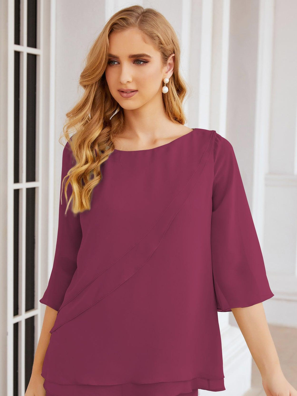 Numbersea Elegantes 2-teiliges Kleid für die Brautmutter Große Größen Hosenanzug mit Rüschenschichten Silberner Hausmantel 28064