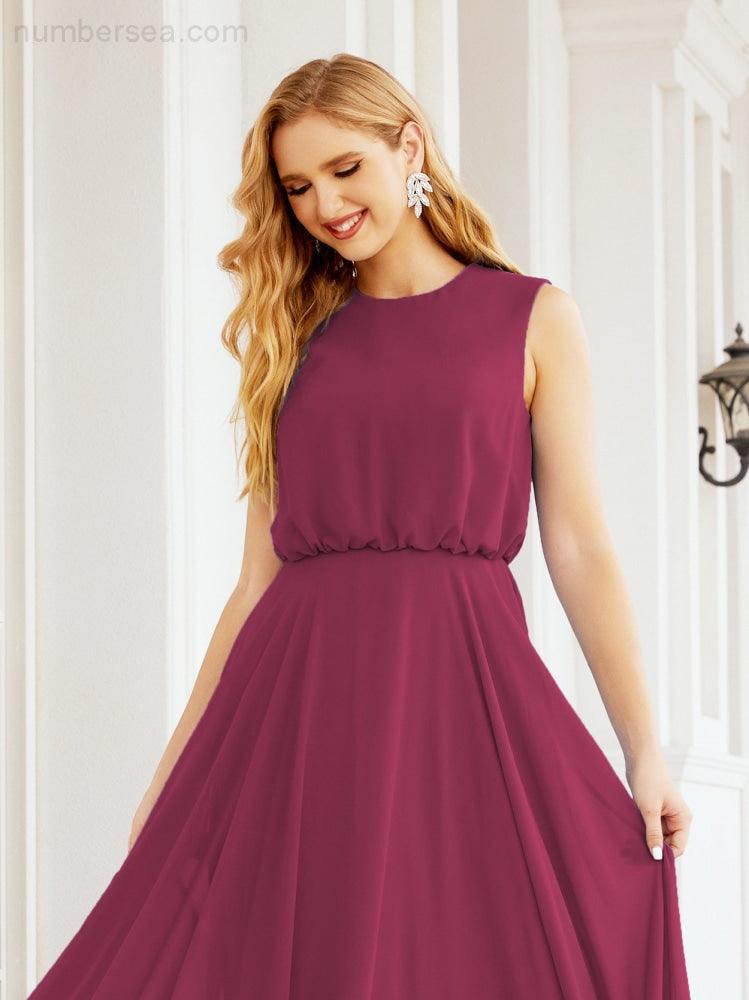 Sleeveless Long Bridesmaid Dress A line Formal Evening Prom Gown 28025