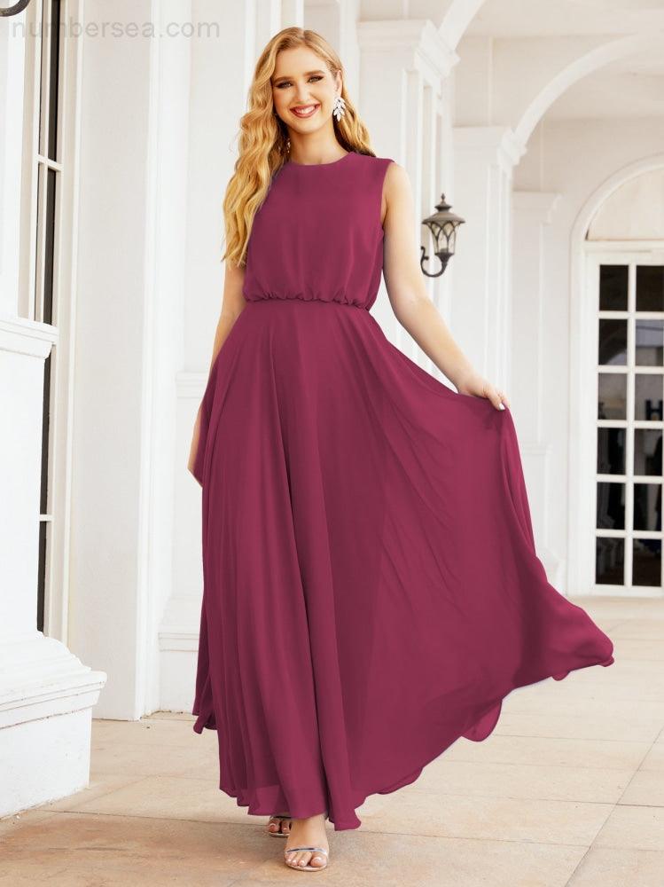 Sleeveless Long Bridesmaid Dress A line Formal Evening Prom Gown 28025