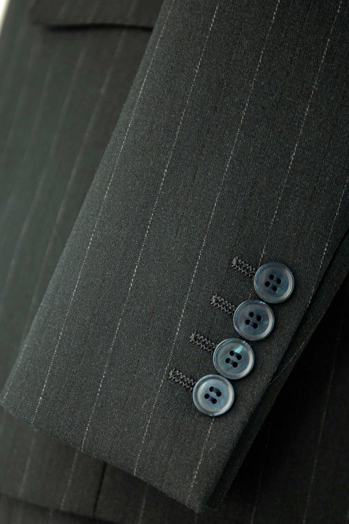 Double Breasted Charcoal Pinstripe Wool Suit For Formal Groom And Business