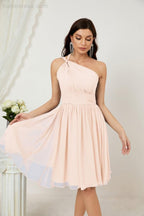 Women Chiffon Short One Shoulder Bridesmaid Dress Formal Dresses for Party Homecoming  2804