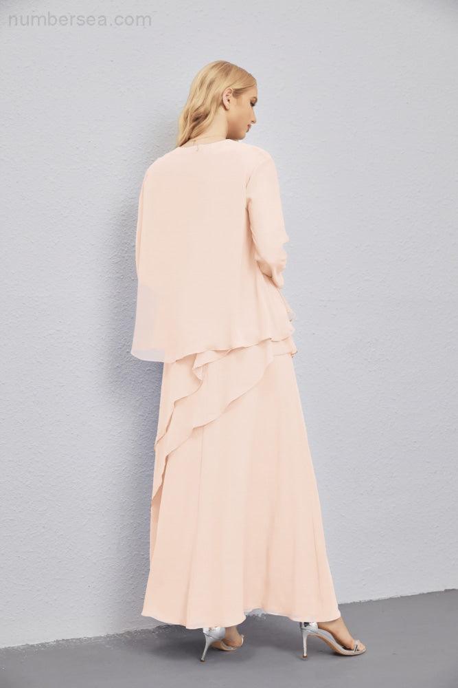 Abito da Sposa Madre con Cardigan Leggero Aperto Davanti Abito da Cerimonia Elegante 28081