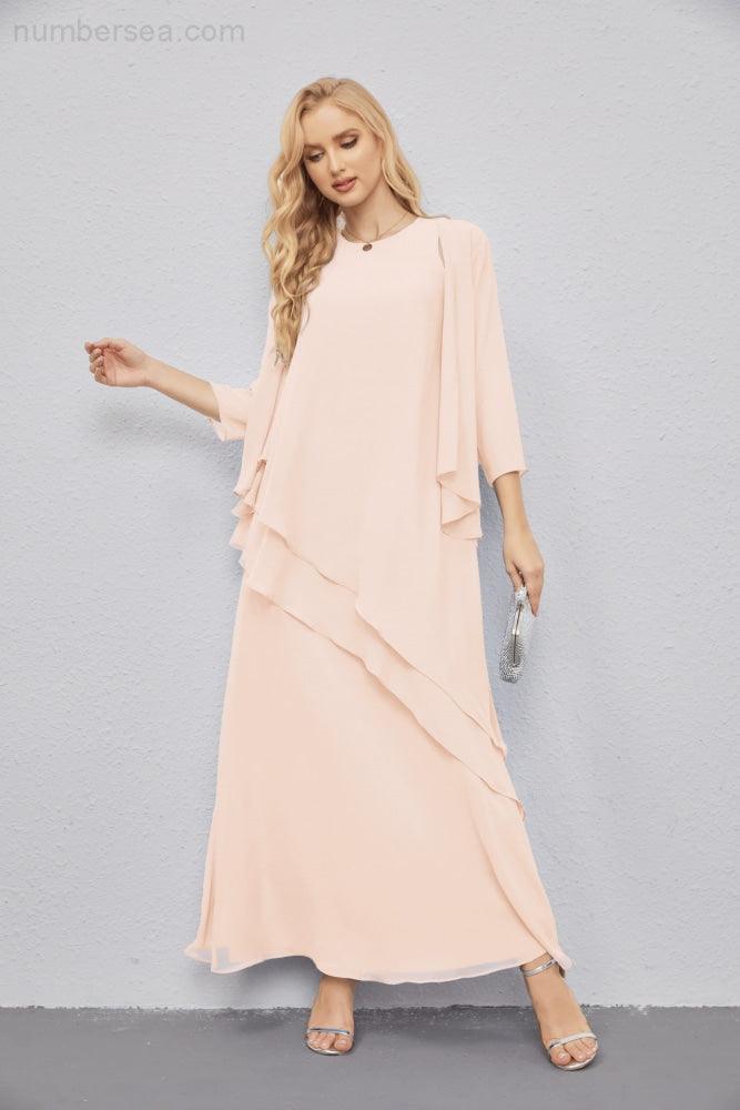 Abito da Sposa Madre con Cardigan Leggero Aperto Davanti Abito da Cerimonia Elegante 28081