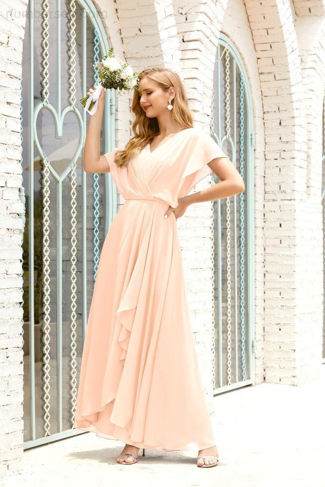 Mother of The Bride Dresses Plus Size V-Neck Floor Length Formal Prom Dress for Wedding Guest 28020
