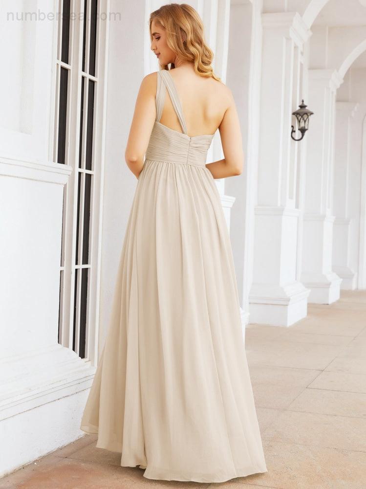 One Shoulder Bridesmaid Dresses Long Maxi Formal Evening Party Prom Gowns 28061