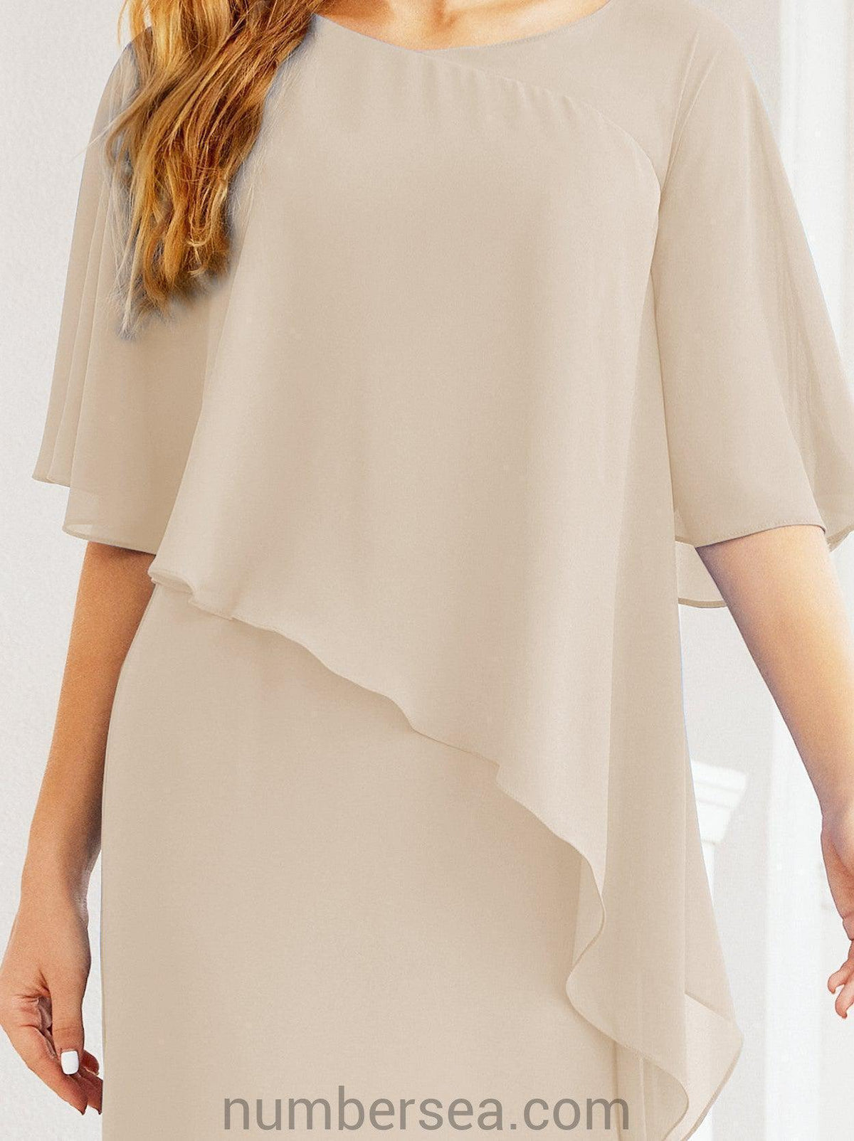 Numbersea Festliches Abendkleid Lang Mutter der Braut Kleid mit Rüschencape 28026