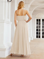 Numbersea Vestidos compridos de dama de honor com alças Vestido formal em linha A para jovens 28029