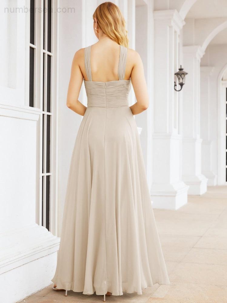 Crisscross Halter Bridesmaid Dresses for Party Wedding Evening Prom Maxi Ball Gowns 28053
