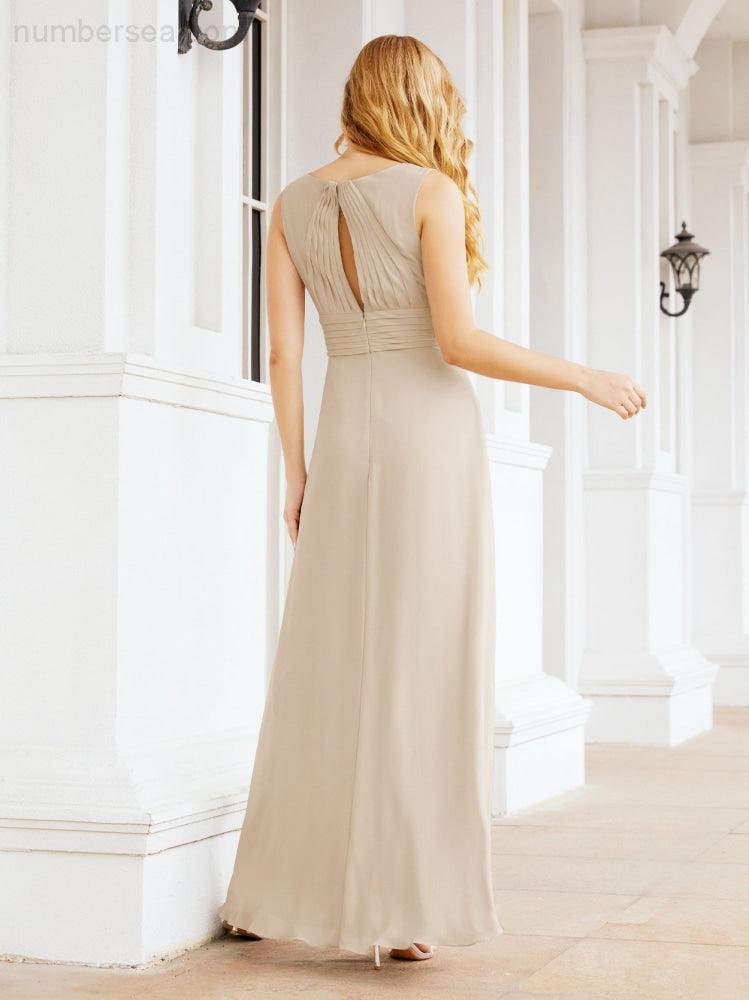 Formelles Ballkleid Elegantes ärmelloses Brautjungfernkleid mit V-Ausschnitt für Hochzeitsfeier 28037