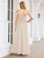 Numbersea Abito da Damigella in Chiffon con Spalle Scoperte, Abito Lungo Formale per Laurea con Schiena a Mantella 28069