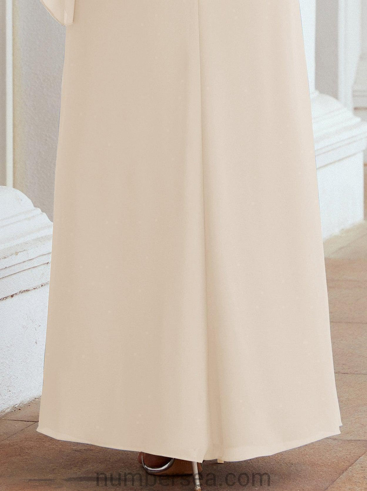 Numbersea Festliches Abendkleid Lang Mutter der Braut Kleid mit Rüschencape 28026