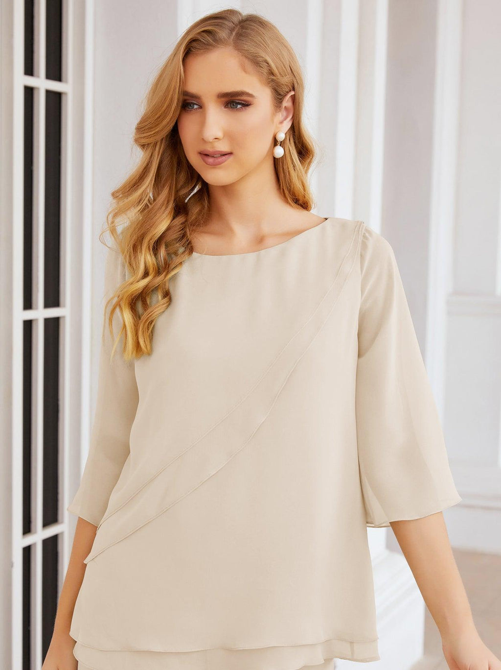 Numbersea Elegantes 2-teiliges Kleid für die Brautmutter Große Größen Hosenanzug mit Rüschenschichten Silberner Hausmantel 28064