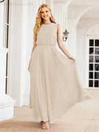 Sleeveless Long Bridesmaid Dress A line Formal Evening Prom Gown 28025
