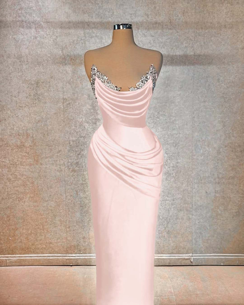 Chic Strapless Long Prom Dress With Beading And Pleated Details