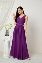 Abiti lunghi da damigella in chiffon da donna, linea a, senza maniche, abito formale da ballo per serata, abiti per festa di ritorno a casa 2808
