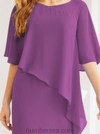 Numbersea Festliches Abendkleid Lang Mutter der Braut Kleid mit Rüschencape 28026