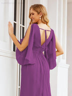 Bridesmaid Dresses with Split for Wedding Party Flutter Sleeves 28045