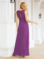 Formelles Ballkleid Elegantes ärmelloses Brautjungfernkleid mit V-Ausschnitt für Hochzeitsfeier 28037