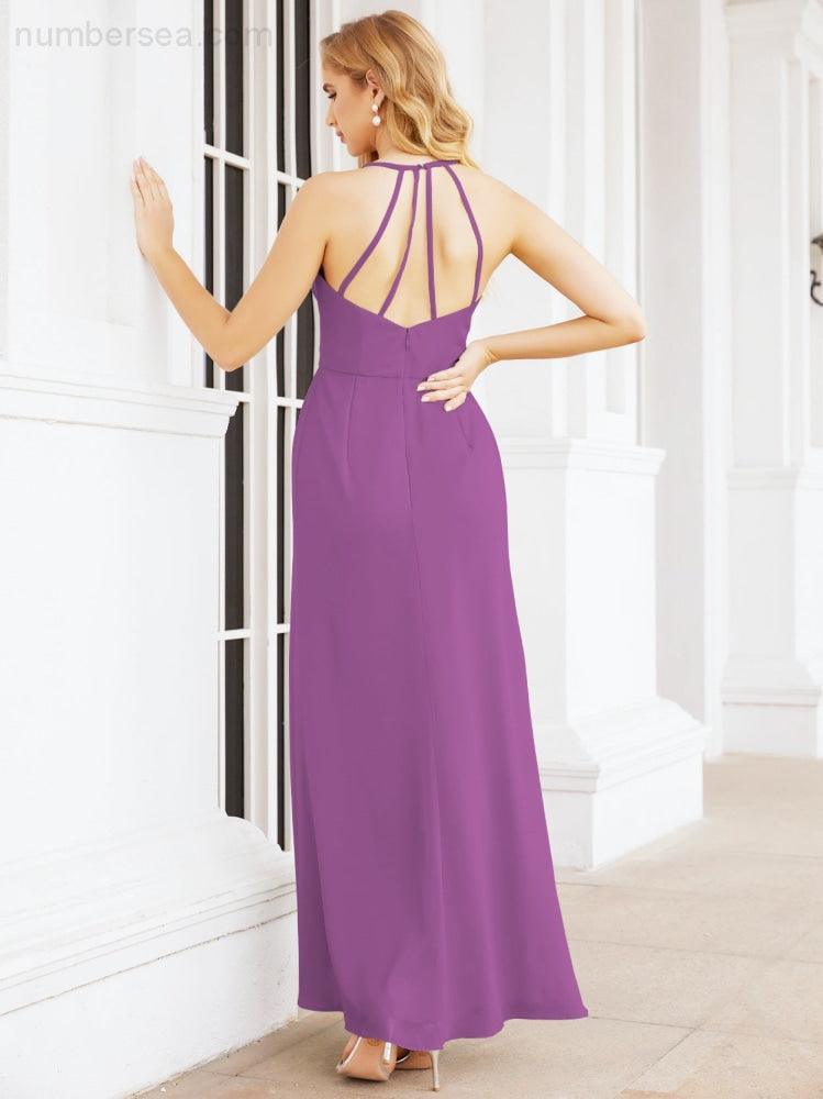 Spaghetti Strap Bridesmaid Dresses V-Neck Long A-Line Formal Prom Gowns 28063