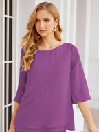 Numbersea Elegantes 2-teiliges Kleid für die Brautmutter Große Größen Hosenanzug mit Rüschenschichten Silberner Hausmantel 28064