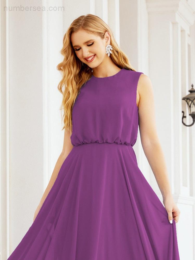 Sleeveless Long Bridesmaid Dress A line Formal Evening Prom Gown 28025