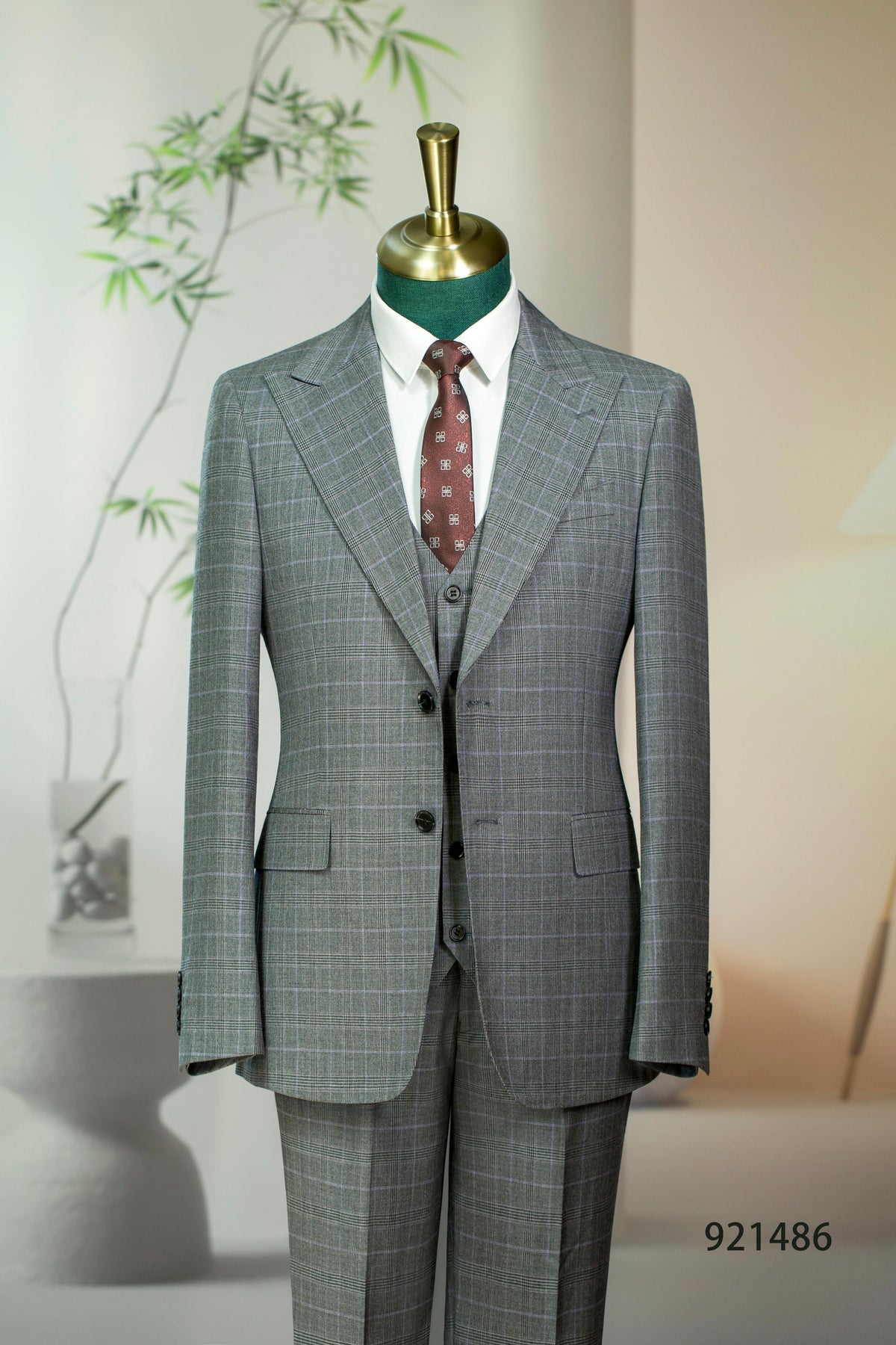 Diberon Men Three-Piece Slim Fit Wedding Suit Groom Groomsman