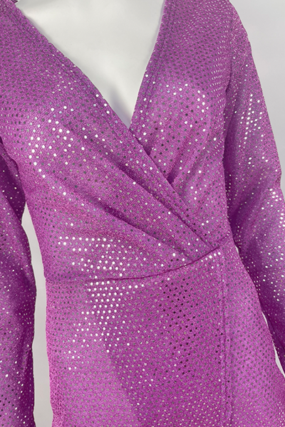 Modisches, elegantes, solides Patchwork-Abendkleid mit Schlitz und Pailletten und V-Ausschnitt (6 Farben) 