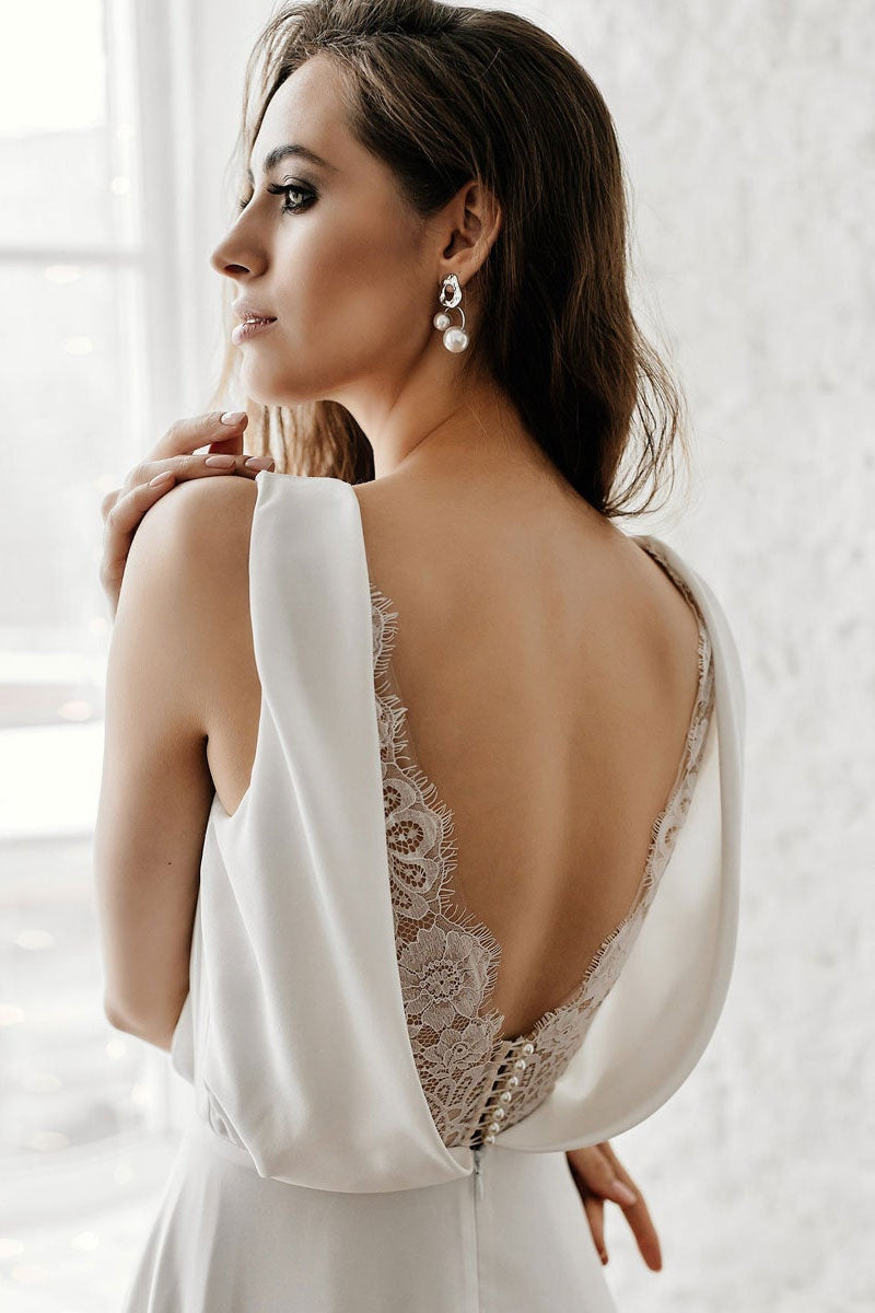 Sleeveless V Neck Long Wedding Dress For Elegant Bridal Gown