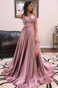 Robe de bal sirène fendue à bretelles spaghetti avec dos lacé