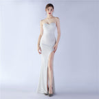 Heavy Industry Shrink Fold Wrinkle Craft Simple Retro Tube Top Evening Dress