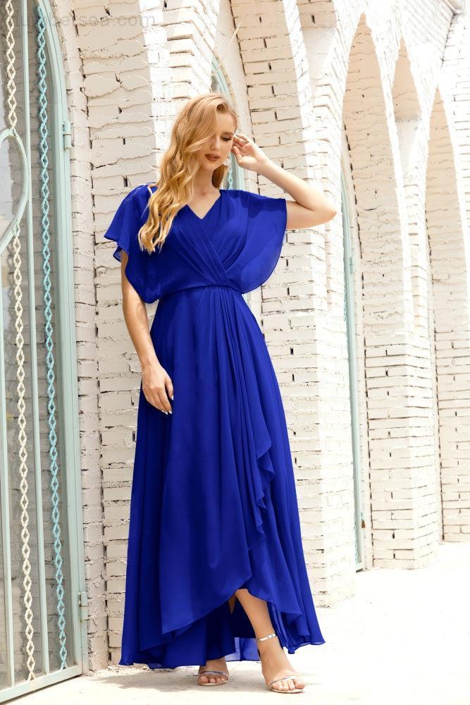 Mother of The Bride Dresses Plus Size V-Neck Floor Length Formal Prom Dress for Wedding Guest 28020