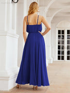 Numbersea Vestidos compridos de dama de honor com alças Vestido formal em linha A para jovens 28029