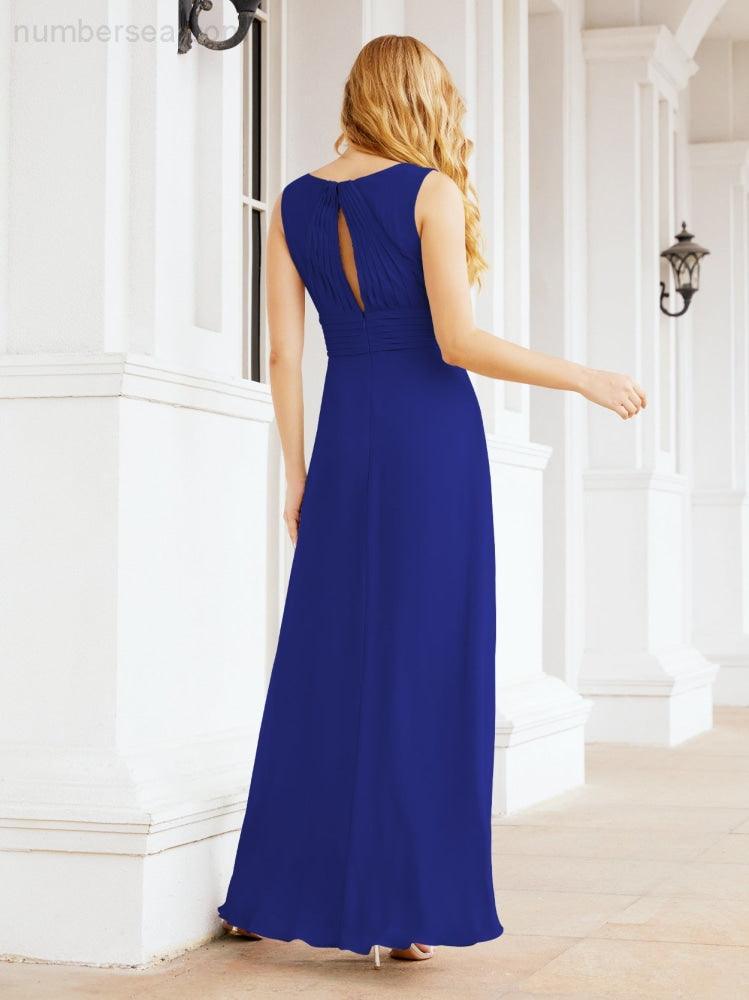 Formelles Ballkleid Elegantes ärmelloses Brautjungfernkleid mit V-Ausschnitt für Hochzeitsfeier 28037