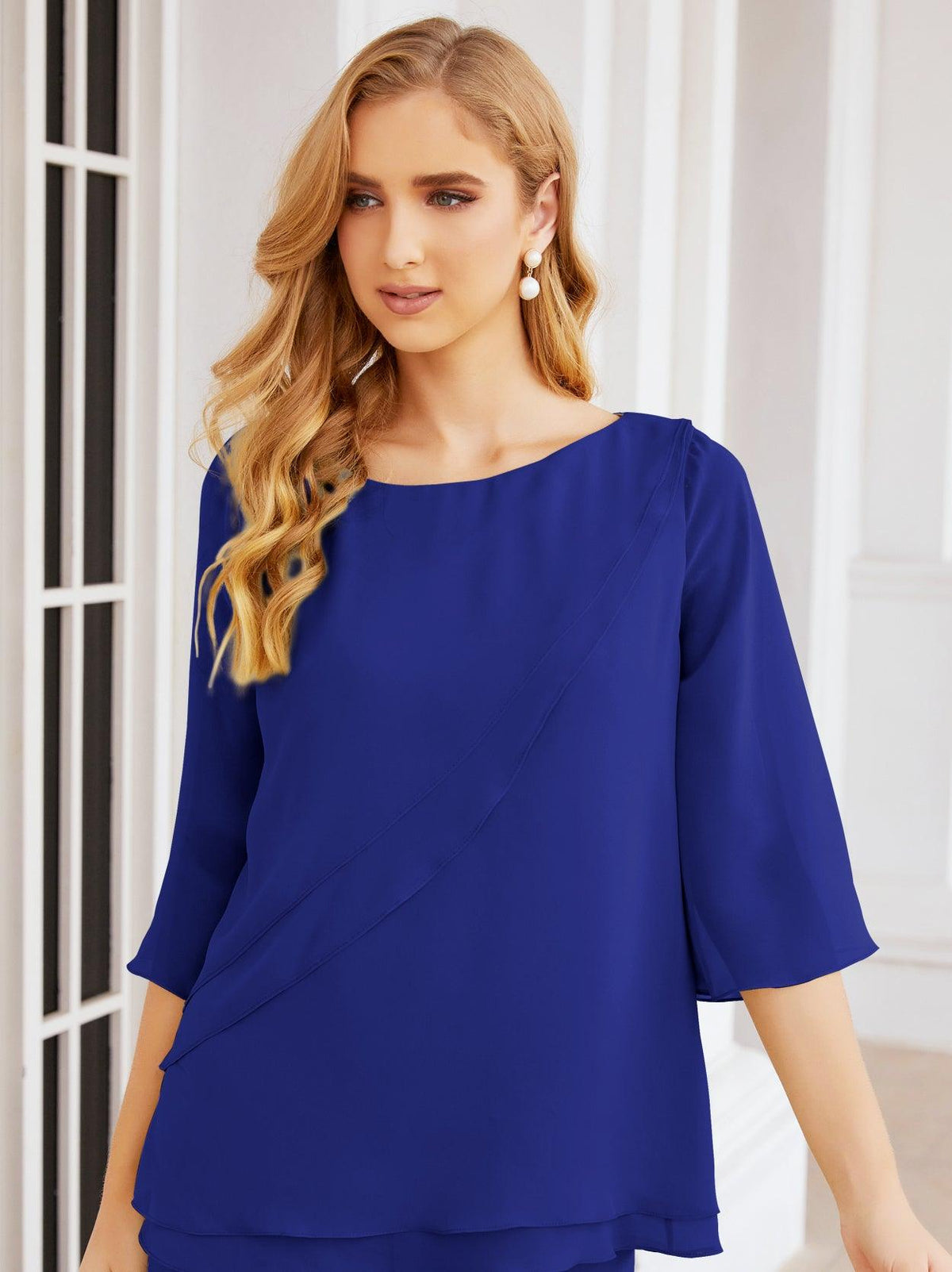 Numbersea Elegantes 2-teiliges Kleid für die Brautmutter Große Größen Hosenanzug mit Rüschenschichten Silberner Hausmantel 28064