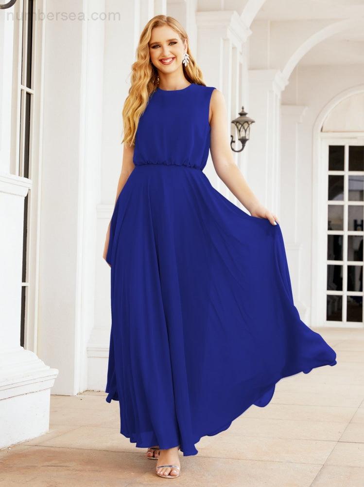 Sleeveless Long Bridesmaid Dress A line Formal Evening Prom Gown 28025