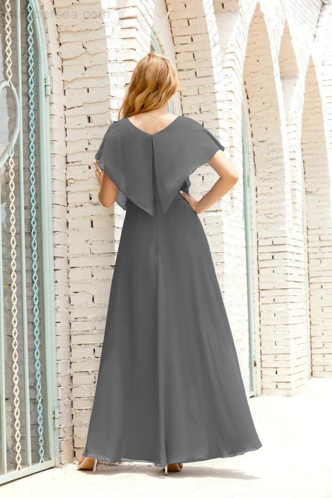 Mother of The Bride Dresses Plus Size V-Neck Floor Length Formal Prom Dress for Wedding Guest 28020