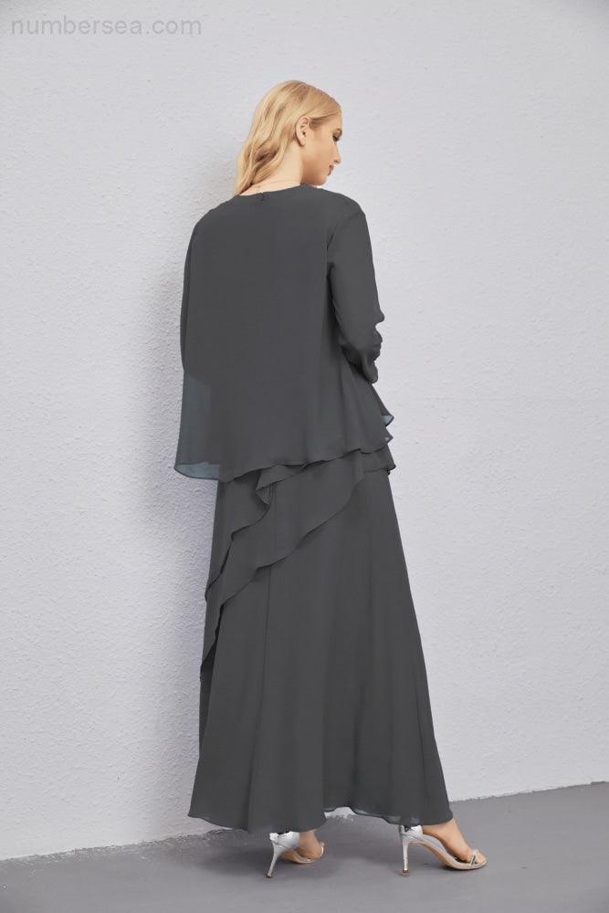 Abito da Sposa Madre con Cardigan Leggero Aperto Davanti Abito da Cerimonia Elegante 28081