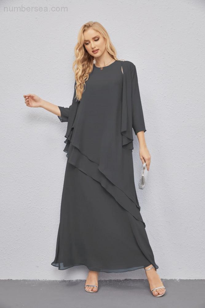 Abito da Sposa Madre con Cardigan Leggero Aperto Davanti Abito da Cerimonia Elegante 28081