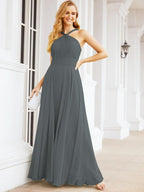 Crisscross Halter Bridesmaid Dresses for Party Wedding Evening Prom Maxi Ball Gowns 28053