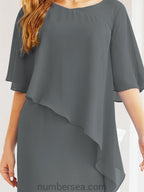 Numbersea Festliches Abendkleid Lang Mutter der Braut Kleid mit Rüschencape 28026