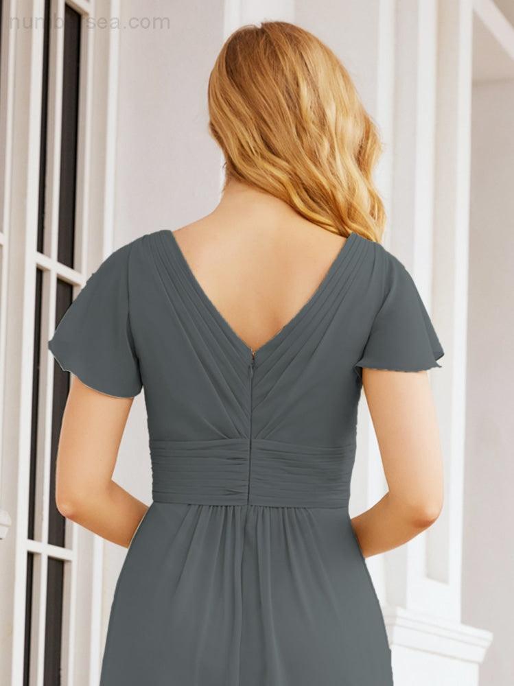 Vestidos de Baile Formais Numbersea para Mãe da Noiva com Mangas de Renda Vestido de Dama de Honra 28047