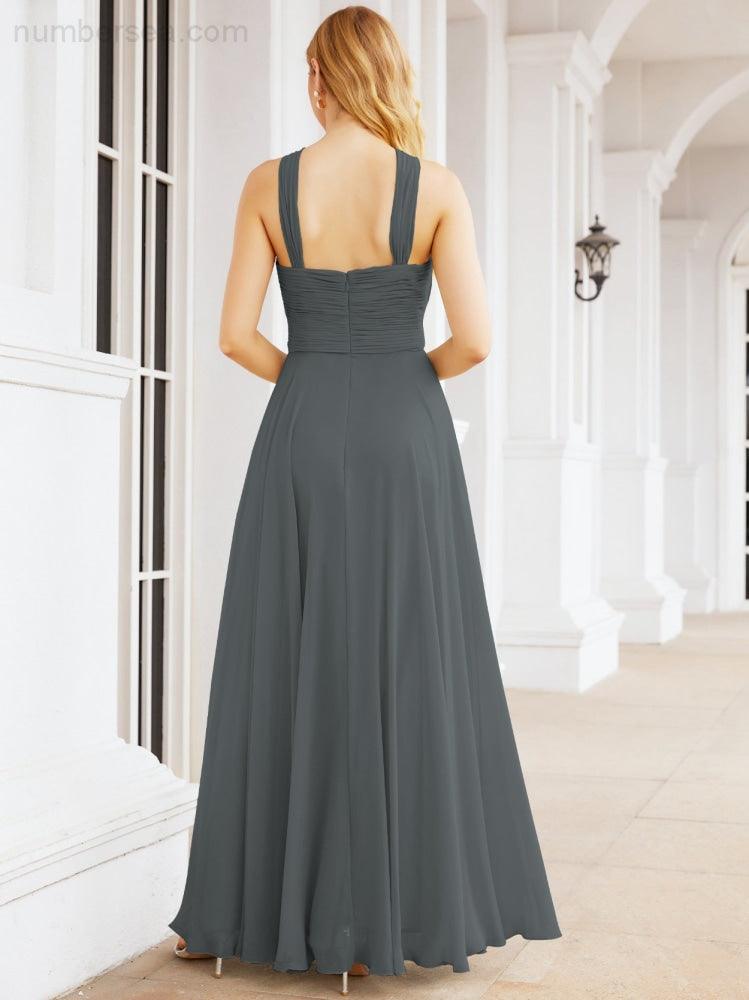 Crisscross Halter Bridesmaid Dresses for Party Wedding Evening Prom Maxi Ball Gowns 28053