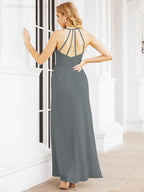 Spaghetti Strap Bridesmaid Dresses V-Neck Long A-Line Formal Prom Gowns 28063