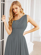 One Shoulder Bridesmaid Dresses Long Maxi Formal Evening Party Prom Gowns 28061