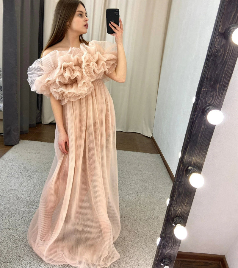 6105#Robe de maternité transparente pour séance photo Tulle grossesse séance photo