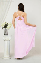 Neck Bridesmaid Dresses Chiffon Long Spaghetti A-line Formal Prom Gown for Wedding Party Evening 2801