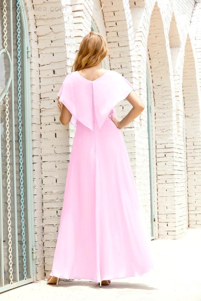 Mother of The Bride Dresses Plus Size V-Neck Floor Length Formal Prom Dress for Wedding Guest 28020